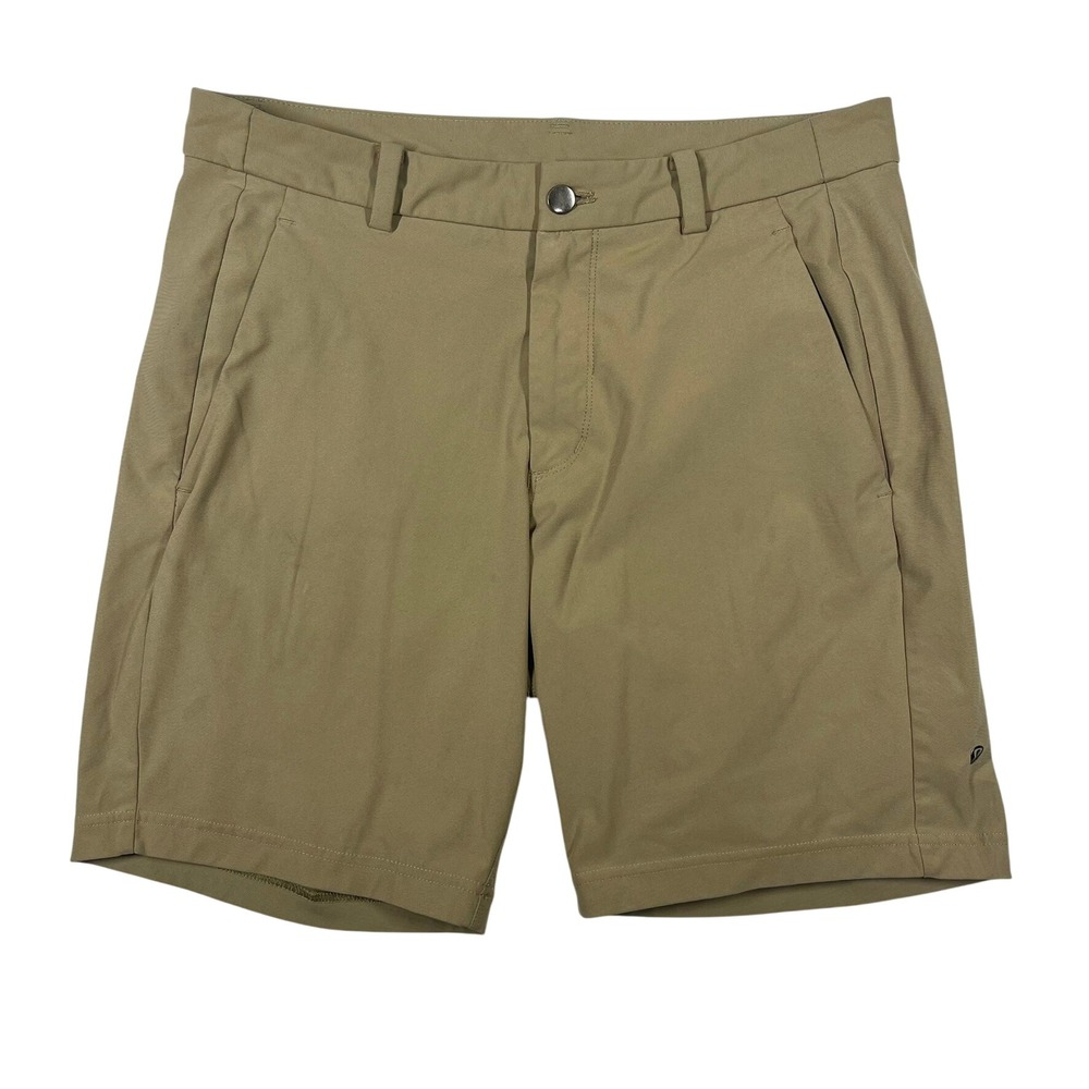 Lululemon Commission Shorts Mens 34 Tan Performance Golf Chino Tech *Flaw